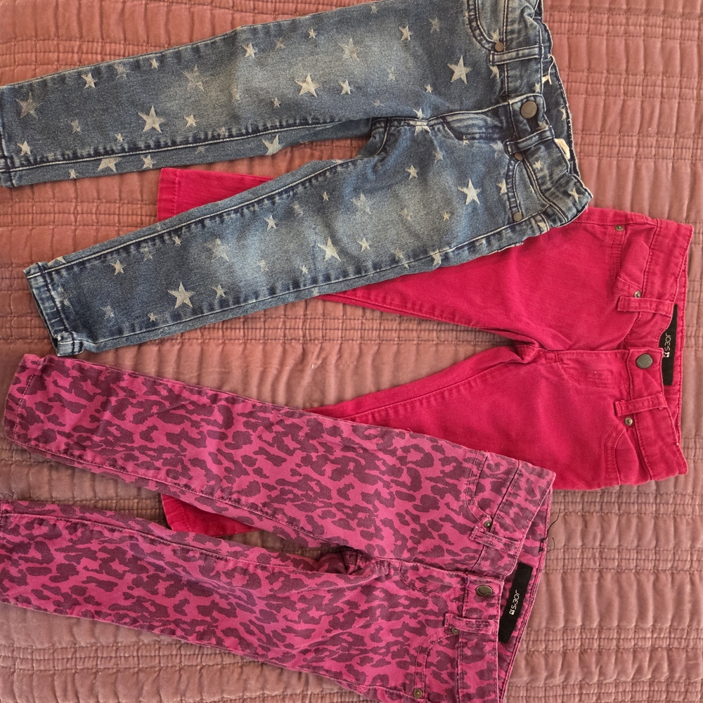 Joe's Jeans Kids Denim and Pink Leopard Pants Trio